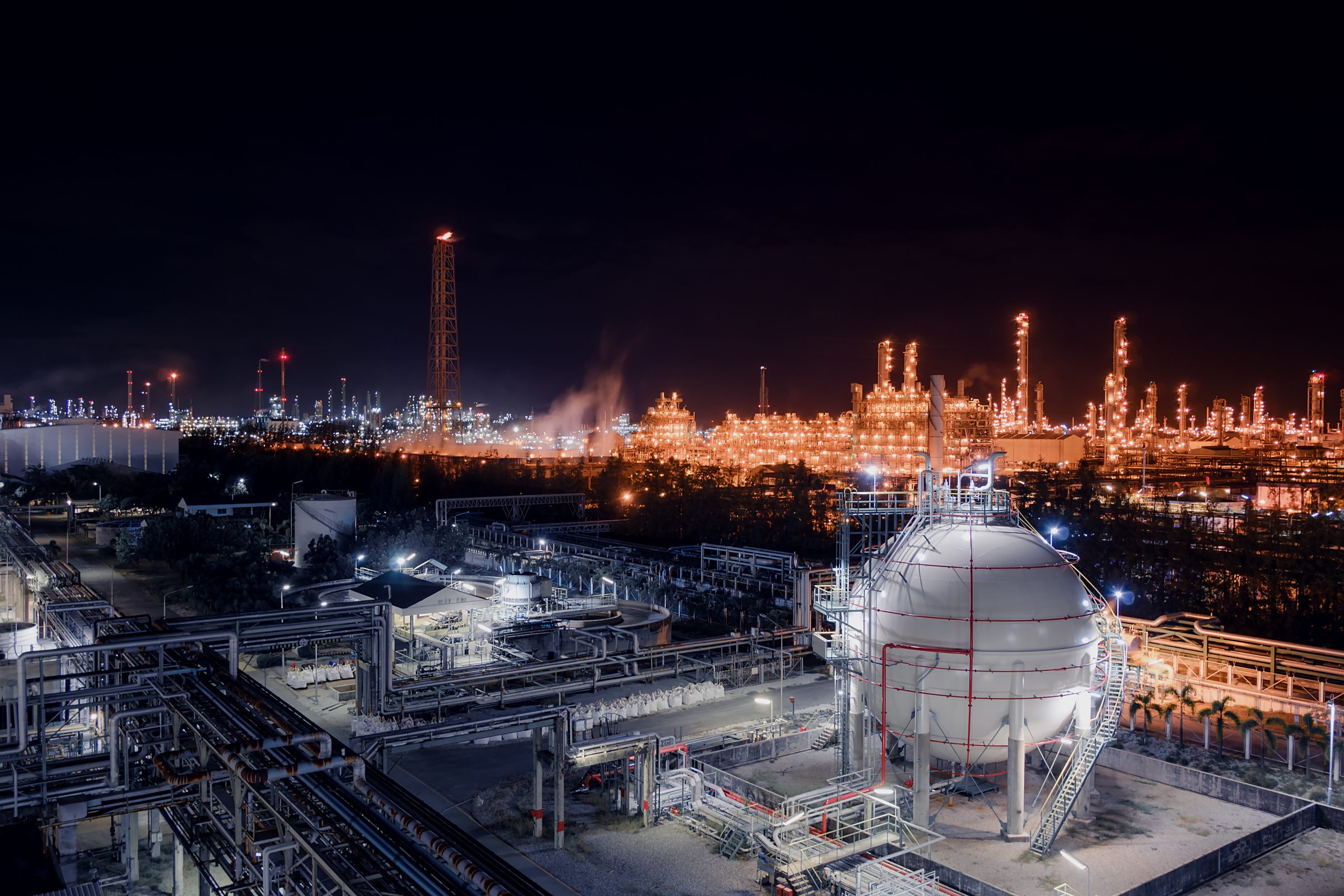 Industrial plant at night